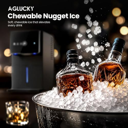 AGKUCKY Nugget Ice Makers Countertop, 35 lbs/24hrs Auto Drop Ice