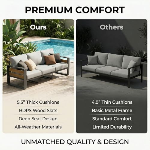 ZANDOR Aluminum Outdoor Patio Furniture Set with Table,7 Seat,Dark Gray
