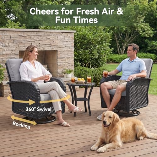 Aoxun 13-Piece Widen Armrests Patio Furniture Set with 44" Fire Pit Table