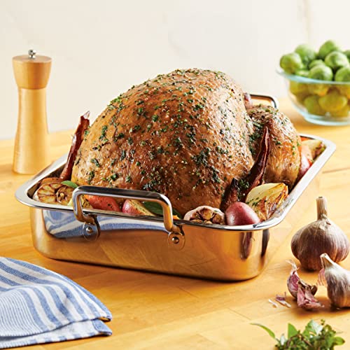 Farberware Classic Series Stainless Steel Roasting Pan with Rack, 17-Inch x 12.25-Inch Turkey Pan