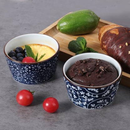 6 Oz Ceramic Ramekins, Creme Brulee Ramekin Oven Safe for Pudding, Creme Brulee, Dipping Sauce Bowls, Ramekins for Baking Souffle, Ice Cream,set of 6