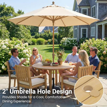 Wisteria Lane 5-Pieces Acacia Patio Table and Chairs Set for 4, Outdoor Dining Set with Table, Modern Patio Table Set with Cushion, Patio Furniture Set for Backyard Deck Garden Porch, Brown