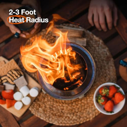 Solo Stove Mesa XL, 7 Inch Tabletop Fire Pit with Stand - Smokeless, Stainless Steel Fire Pit for Camping, Outdoor & Patio- Wood Burning or Pellet Fueled Portable Bonfire, 2.3lbs, Stainless Steel