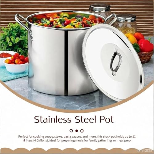 Stainless Steel Pot 12-Qt scald-resistant handle with metal lid Stock Pot Holds 3 gallons of soups and stews Soup Pots for kitchen