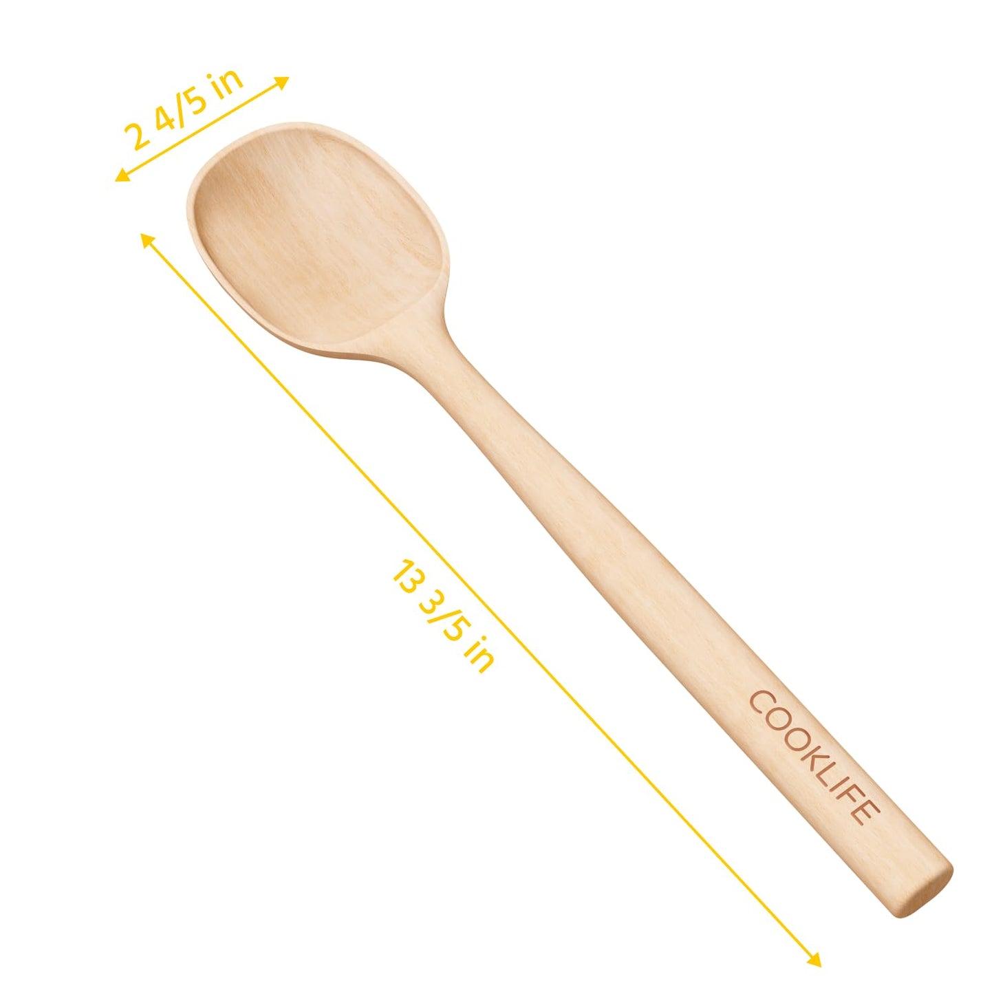 COOKLIFE Beech Wooden Spoons for Cooking - Large Smooth Finish Natural Beech Cooking Spoons - Durable Wooden Cooking Utensil
