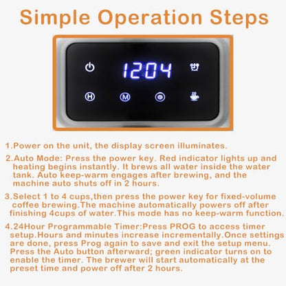 HousesAid 12 Cup Programmable Drip Coffee Maker, Touchscreen Brewer...