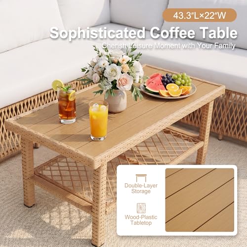 Luxury Outdoor Sectional Set 6-Seater with Thick Cushion & Waterproof Cover