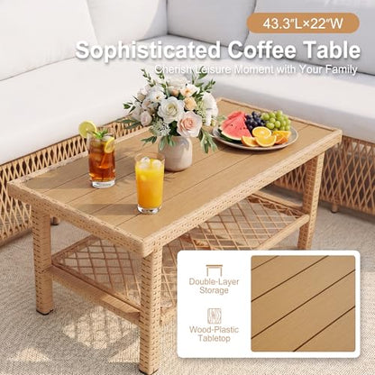 Luxury Outdoor Sectional Set 6-Seater with Thick Cushion & Waterproof Cover