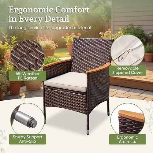 Greesum 9 Pieces Patio Dining Set Acacia Wood Dining Set for 8 (Brown)