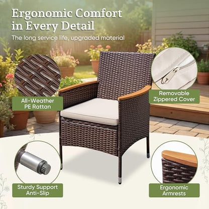 Greesum 9 Pieces Patio Dining Set Acacia Wood Dining Set for 8 (Brown)