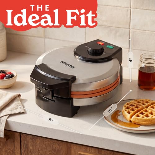 Gourmia Belgian Waffle Maker - Nonstick Cooking Plates, Stainless Steel