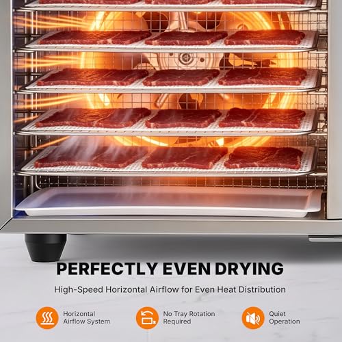 WILPREP Dual-Zone Food Dehydrator for Jerky, 12-Tray, 13 sq ft Food Dryer with Independent Control & 86–185°F Temp Range, Stainless Steel Dehydrator for Homemade Jerky Fruit Herbs Snacks