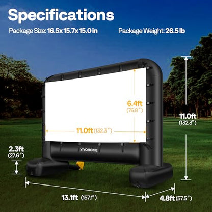 VIVOHOME 17 FT Inflatable Projector Screen for Outside, Blow Up Movie Screen Outdoor Use, Mega Large TV Screen with Carry Bag for Backyard, Tube Leg Support