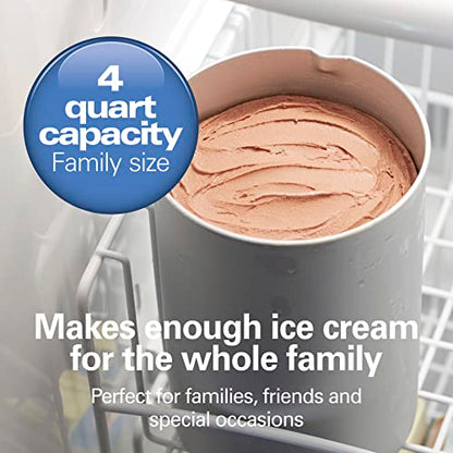 Hamilton Beach Electric Automatic Ice Cream Maker & Frozen Yogurt Machine, Makes Custard, Sorbet, Gelato and Sherbet, 4 Quart, White (68330N)