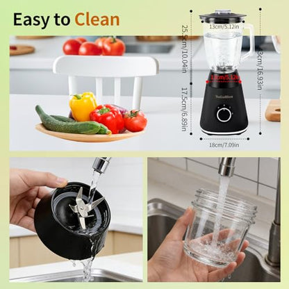 TuGoBlen Countertop Blender 51oz Glass Blending Jar,6.7oz Glass Grinding Cup,for Smoothies, Milkshakes,Baby food,Jam,Crushed Ice, Spices,Nuts,Coffee Beans,Works Well at Home,Office,Party and Festival