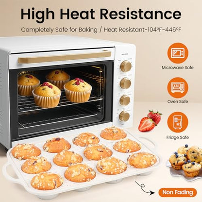 Fimary Silicone Muffin Pan for Baking with Metal Reinforced Frame, Nonstick Cupcake Pan 1 Pack Regular Size Egg Bites Silicone Mold
