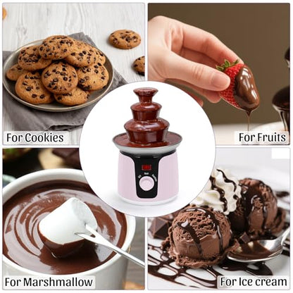 3 Tiers Chocolate Fountain for Party, 13 Ounce Mini Chocolate Fountain Melt Machine, Fondue Fountain For Cookies, Fruits, Marshmallow