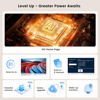 Projector-4K with WiFi and Bluetooth: [Pro-Level Brightness/50W DoIby/Built-in APPs] Outdoor-Projector Smart OS 2.0&AI Auto Focus, ONOAYO Portable Proyector Compatible with Netflix/YouTube/PrimeVideo