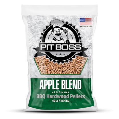 Pit Boss 100% All Natural BBQ Hardwood Pellets for Cooking, Grilling, and Smoking | 40lbs. Wood Pellets for Pellet Grills and BBQ Smokers | Apple Blend