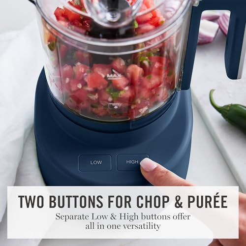 Martha Stewart 3 Cup Electric Vegetable Chopper, Mini Food Processor, Navy