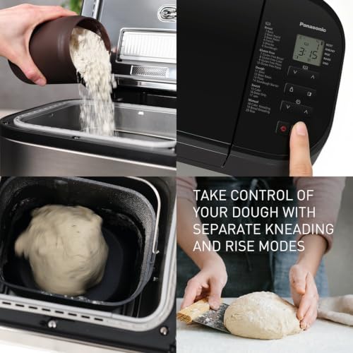 Panasonic Bread Machine, Automatic Bread Maker with 20 Presets and Advanced Temperature Sensor for Bread, Cake, and Pizza, Gluten Free Baking, Raisin Nut Dispenser - SD-R2550