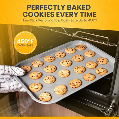 MAISONVISTA Non-Toxic 11-Piece Nonstick Bakeware Set - Professional Carbon Steel Stackable Baking Pans Set, PFOA-Free, Cookie Sheet, Mini Baking Sheet, Roasting Pan, Square, 2 Muffin & 2 Cake Pans