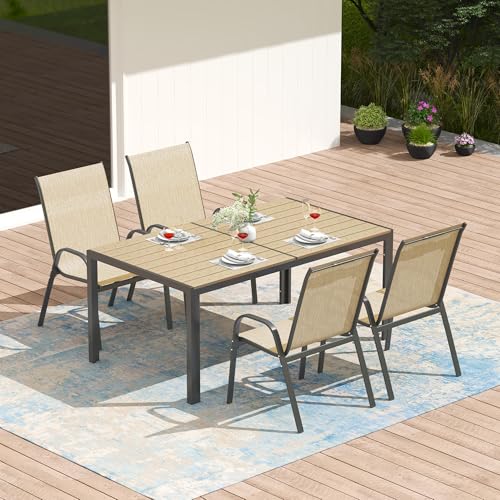 PIZZELLO 5-Piece Outdoor Dining Set w/ 60" Outdoor Table and 4 Chairs