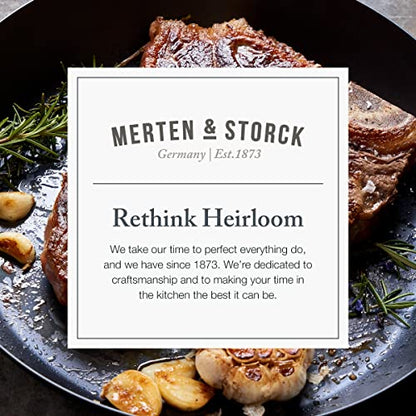 Merten & Storck Pre-Seasoned Carbon Steel 10” Frying Pan Skillet, Use on Induction, Stove and Grill, Durable, Even-Heating, for Searing, Grilling, Oven Use, and Campfire, Indoor/Outdoor