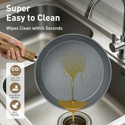 DishDelight Induction Pots and Pans Set Non Stick, 30 Piece Nonstick Kitchen Cookware Sets, Nonstick Granite Cooking Set Induction Pots and Pans, Grey