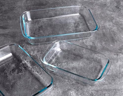HUSANMP Set of 3 Basic Rectangular Tempered Glass Bakeware, Glass Baking Dishes Baking Pan Set - 1L,1.5L,2L