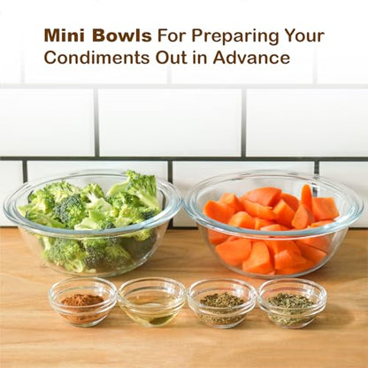 Iyulania 1.5 oz Clear Glass Bowl, Mini Prep Dish for Salt and Spices, Dishwasher and Microwave Safe, Stackable, Set of 6