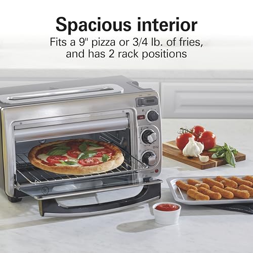 Hamilton Beach 2-in-1 Countertop Toaster Oven and Long Slot 2 Slice Toaster, 60 Minute Timer and Automatic Shut Off, Shade Selector, Stainless Steel (31156)