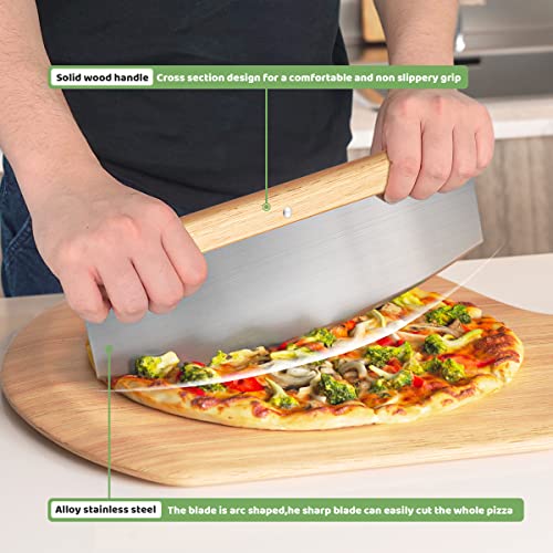 Gyreuni 4 PCS Rectangle Pizza Stone Set, 20" Large Pizza Stone for Oven and Grill with Pizza Peel, Pizza Cutter & Brush, Baking Stone for Pizza, Bread,BBQ