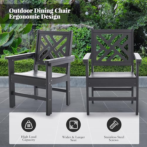 HDPE Dining Table Set for 10,12-Piece Outdoor Table and Chairs Include 10 Dining Chairs and 2 Pcs 62.5" Patio Dining Table with Umbrella Hole (Gray)