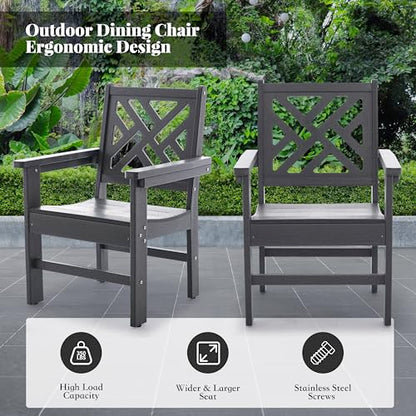 AZXZCS HDPE Outdoor Dining Set,10-Piece Outdoor Table and Chairs Include 8 Dining Chairs and 2 Pcs 62.5" Patio Dining Table with Umbrella Hole (Gray)