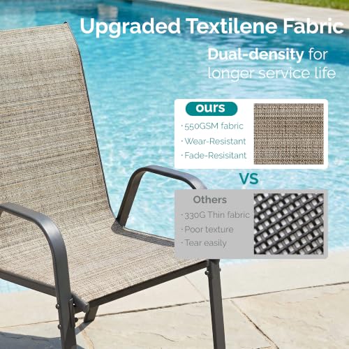 MAMIZO 7 Pieces Patio Dining Set for 6, Glass Table and Textilene Chairs