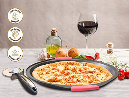 12 Inch Pizza Crisper Pan Set of 2 Non-Stick Perforated Pizza Tray for Crispy Crust, Heat-Resistant Carbon Steel Pizza Baking Pans, Dishwasher Safe Pizza Oven Trays for Even Heating & Air Circulation