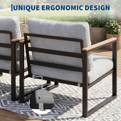 Garvee 4 Piece Patio Furniture Set, Outdoor Sectional Conversation Set Grey