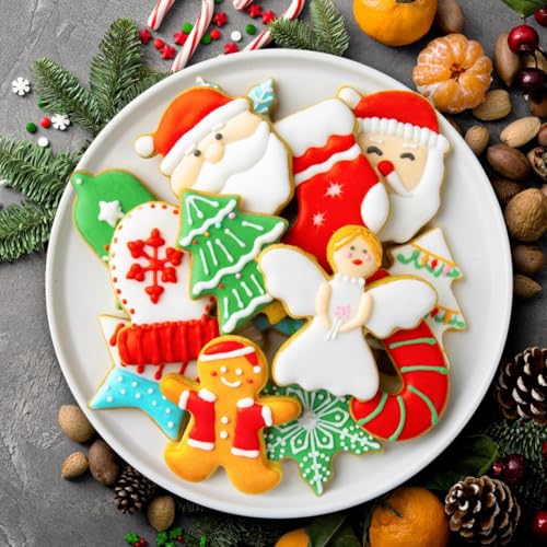 Christmas Cookie Cutters Set, 12 Pieces Stainless Steel Metal Christmas Cookie Cutters Shapes - Gingerbread Men,Christmas Tree,Snowflake, Candy Cane, Santa Face, Star and More
