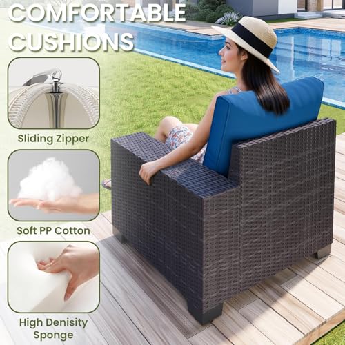 OUGMMGOU 7-Piece Outdoor Patio Furniture Set, 6-Seat All-Weather PE Rattan Wicker Patio Sectional Furniture Set with Coffee Table, 450 lb Capacity
