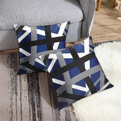 Emvency Throw Pillow Covers Set of 2, 20 x 20 Inch, Retro Striped Blue