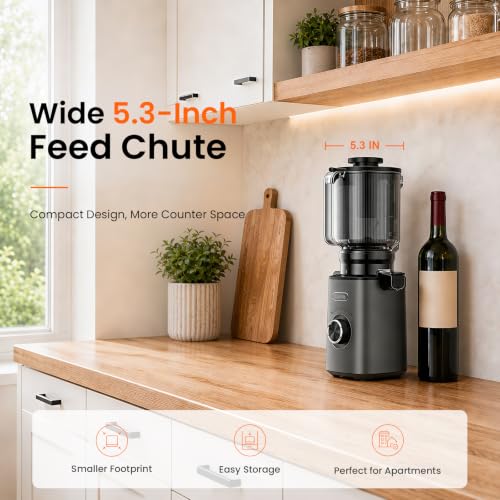 3-in-1 Cold Press Juicer 5.3", Filter-Free, Easy to Clean, Dishwasher Safe