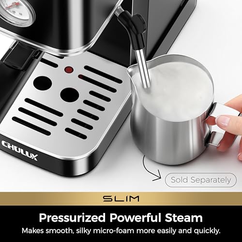 CHULUX Slim Espresso Machine with Milk Frother for Home Cappuccino, Black