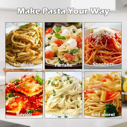Pasta Maker Machine With 7 Adjustable Thickness Settings, Stainless Steel Manual Noodle Maker,Pasta Roller& Cutters With Removable Handle and Clamp For Kitchen