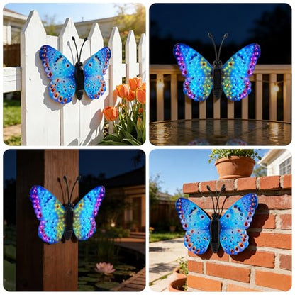 XMHBCSM Solar LED Butterfly Outdoor Wall Decor with Sparkling Light-Up Wings - Hanging Solar Lights for Garden, Yard, Patio, Balcony, Living Room, Bedroom