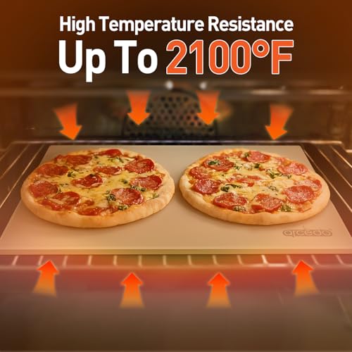 Arcedo Pizza Stone for Grill 20 x 13.5 Inch, Rectangular Large Baking Stone for Bread Thermal Shock Resistant BBQ Grilling Pizza Pan Cordierite Oven Cooking Pan With PE Scraper
