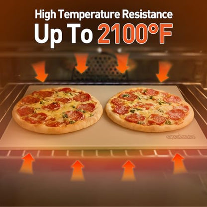 Arcedo Pizza Stone for Grill 20 x 13.5 Inch, Rectangular Large Baking Stone for Bread Thermal Shock Resistant BBQ Grilling Pizza Pan Cordierite Oven Cooking Pan With PE Scraper