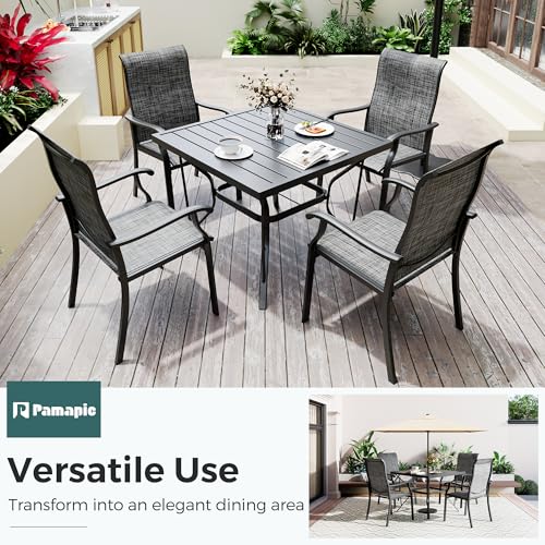 PATIOPIA 5-Piece Outdoor Dining Set, Patio Furniture Set with 4 Regular Chairs,Patio Dining Set with 1 Rectangular Table for Garden, Backyard, Poolside, Deck, Charcoal