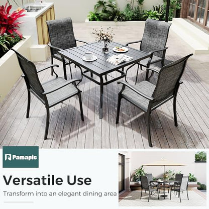 PATIOPIA 5-Piece Outdoor Dining Set, Patio Furniture Set with 4 Regular Chairs,Patio Dining Set with 1 Rectangular Table for Garden, Backyard, Poolside, Deck, Charcoal