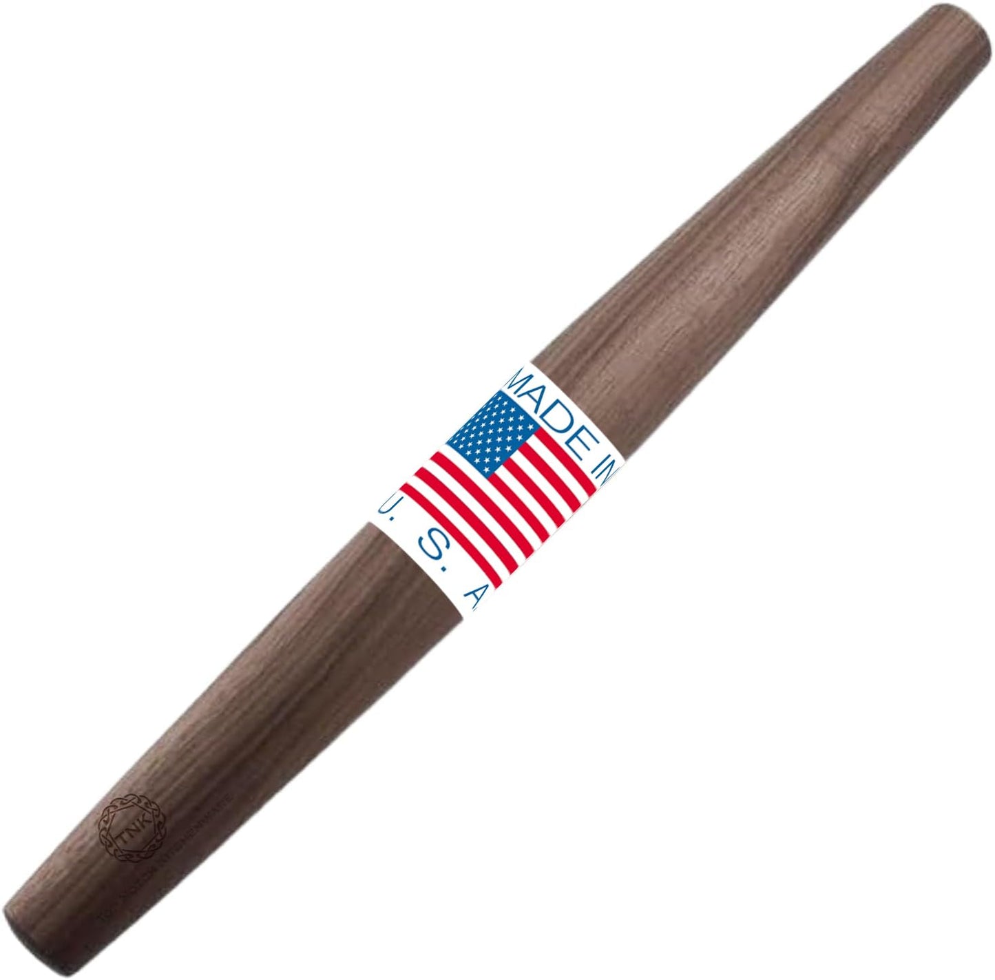 Premium Black Walnut French Style Rolling Pin - Tapered, Non-Stick, Ergonomic Design for Precision Baking, 18 Inches By Top Notch Kitchenware